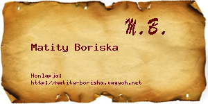 Matity Boriska névjegykártya